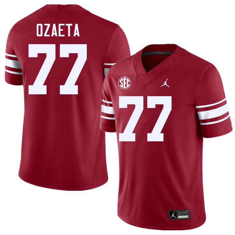 #77 Heath Ozaeta Oklahoma Sooners 2024 SEC Conference College Football Jerseys-Throwback